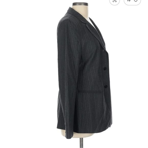 LAFAYETTE 148 New York Size 10 Gray pinstripe blazer jacket womens Wool NWT - Picture 3 of 11